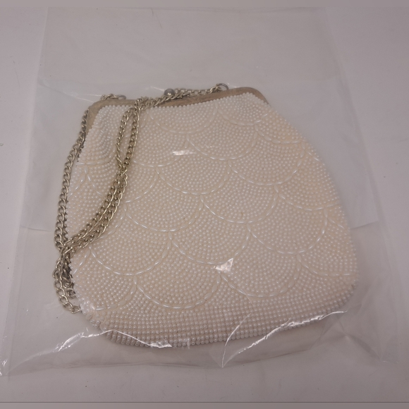 Vintage Beaded Purse Colorful White Gold 60s 70s Hand Bag Satchel Depression Era - Picture 6 of 11